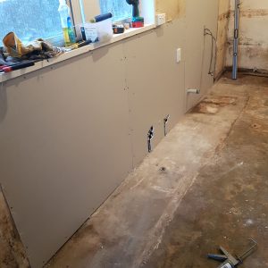 newly repaired kitchen walls