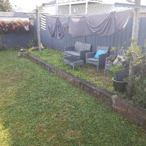 overgrown seating area