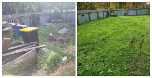 Section tidy up before and after photo